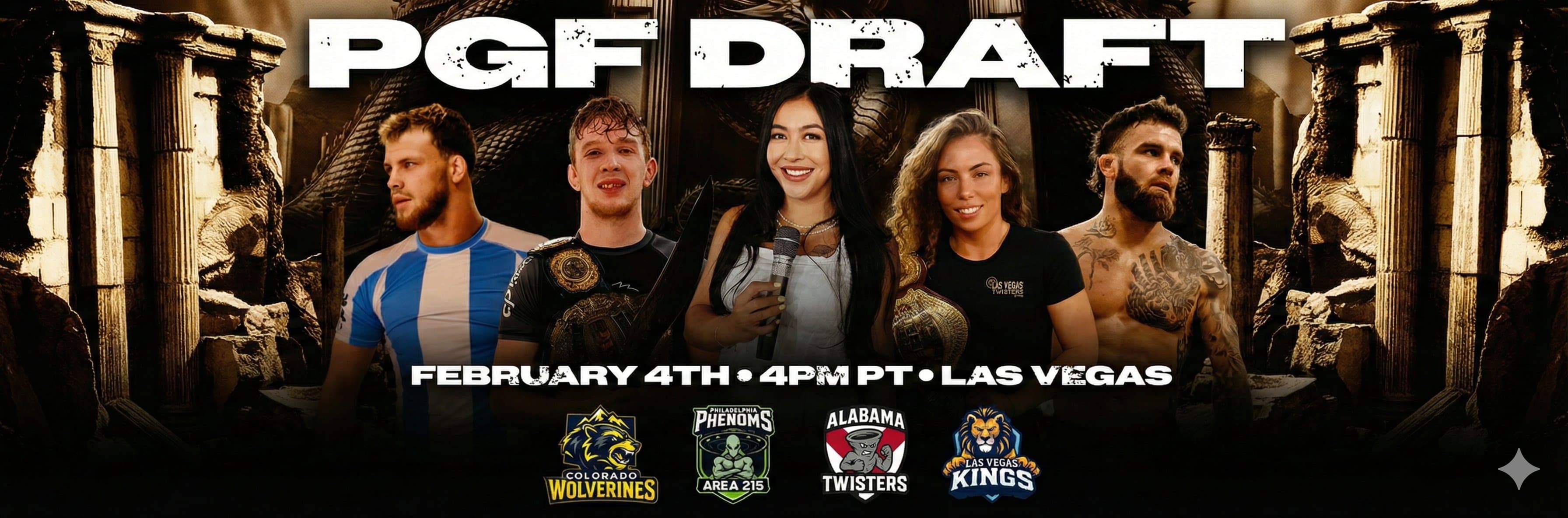 The 2026 PGF Draft in Las Vegas with all four franchise teams.