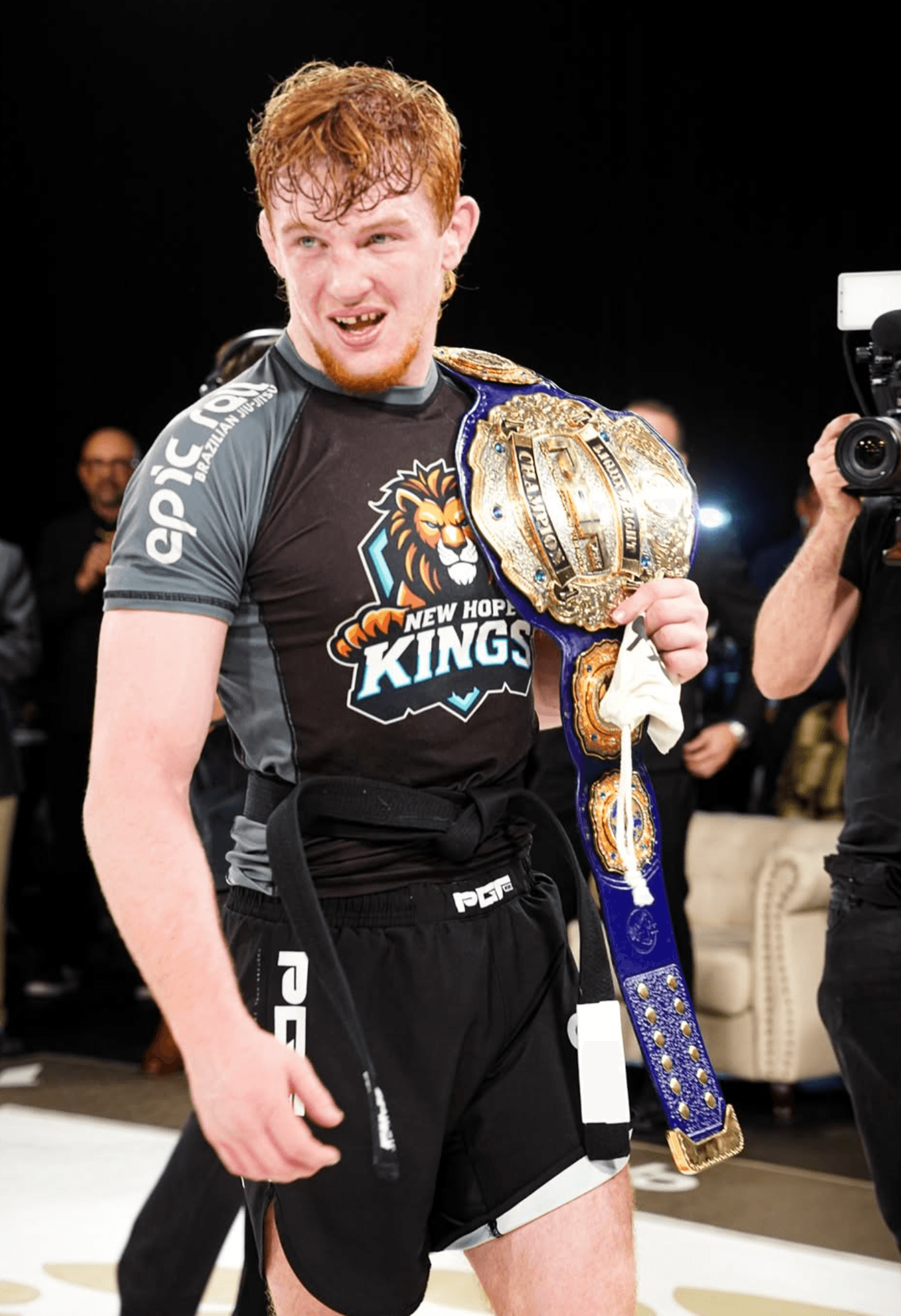 Jett Thompson celebrating after a championship performance for the Las Vegas Kings.